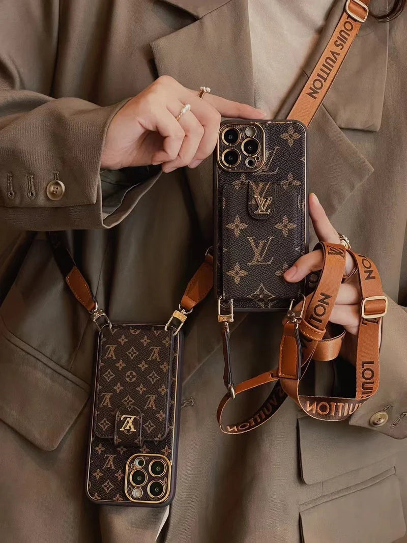😘Hot Sale💕Monogram iPhone Case With Card Wallet And Strap -Big printing