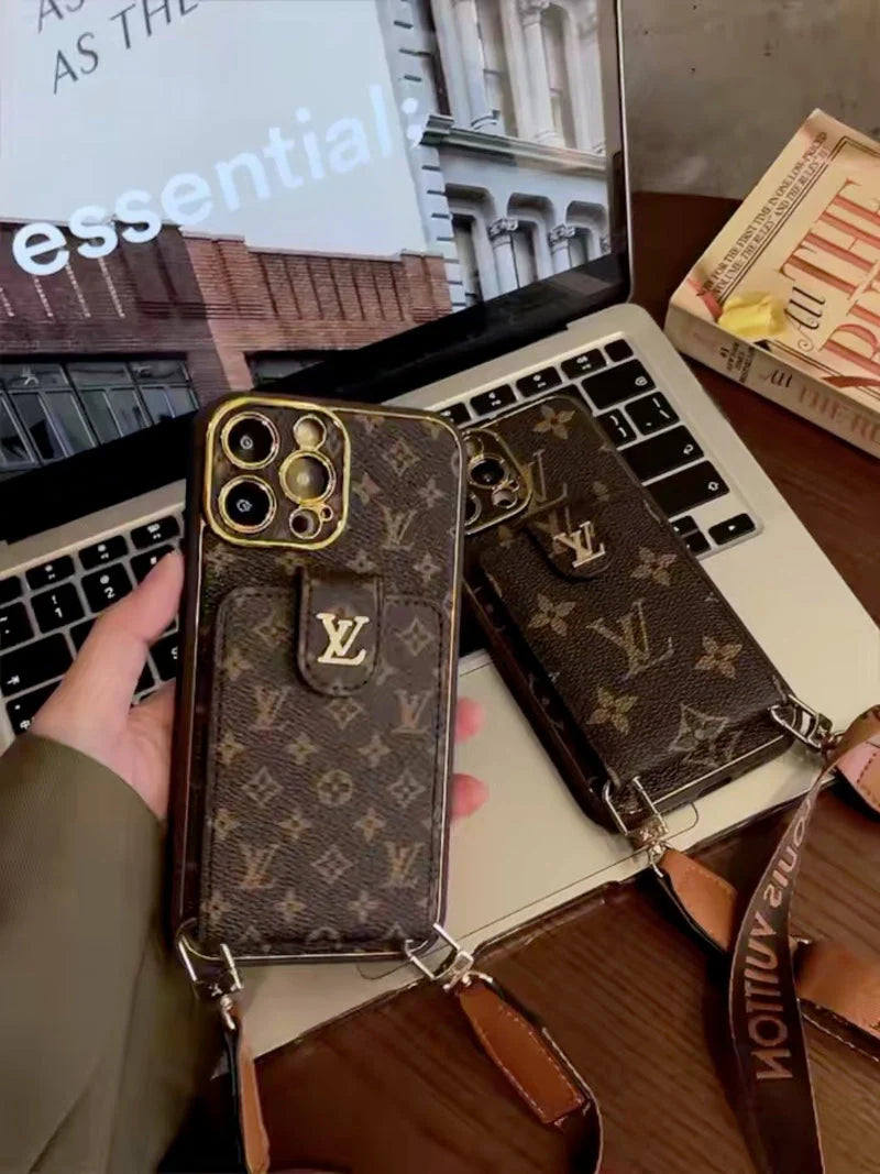 😘Hot Sale💕Monogram iPhone Case With Card Wallet And Strap -Big printing