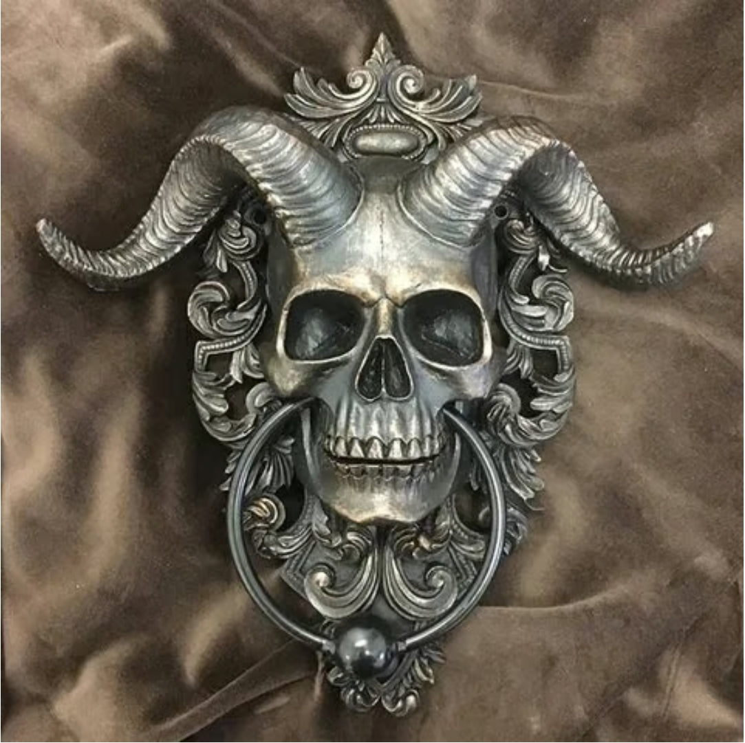 ☠️😈Baphomet Horned God Skull Hanging Door Knocker