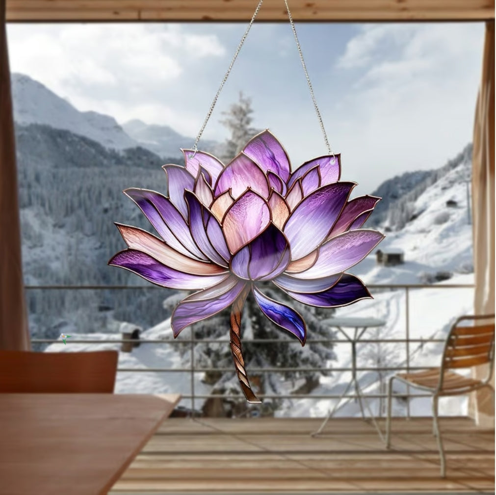 Lila Lotus Acryl Fensterbehang, Lotus Liebhaber Geschenk, Home Decor, Geschenk für Sie 