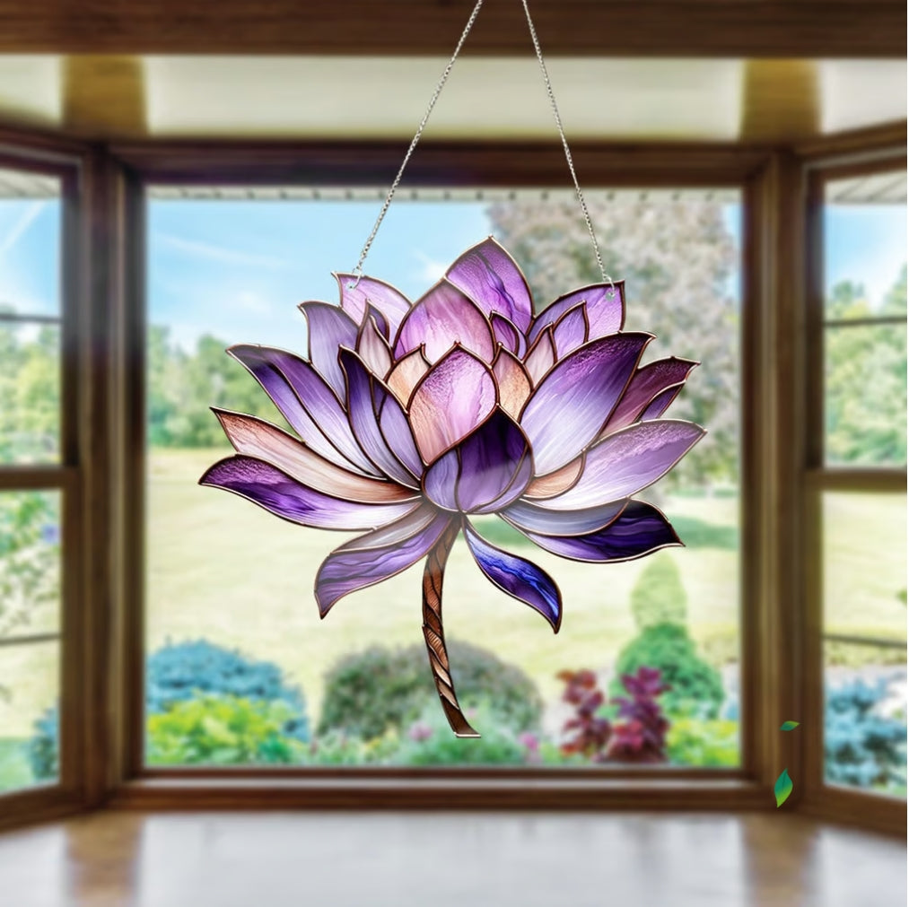 Lila Lotus Acryl Fensterbehang, Lotus Liebhaber Geschenk, Home Decor, Geschenk für Sie 