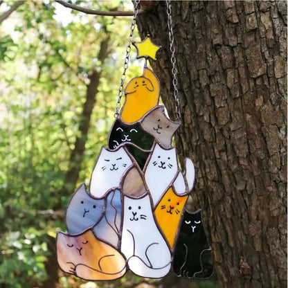 🎄Early Sale-49% OFF😻Cat Christmas Tree Suncatcher Ornament