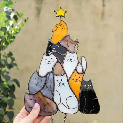 🎄Early Sale-49% OFF😻Cat Christmas Tree Suncatcher Ornament