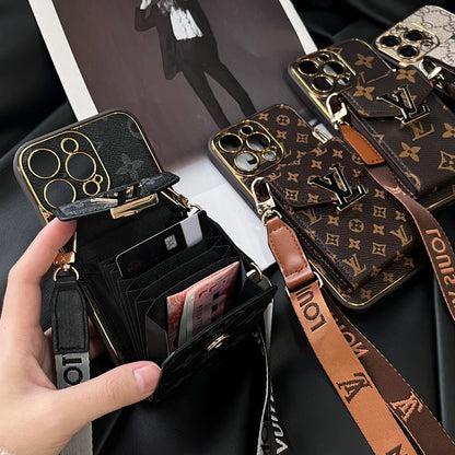 😘New models💕Classic Monogram iPhone Case With Card Holder -Big printing