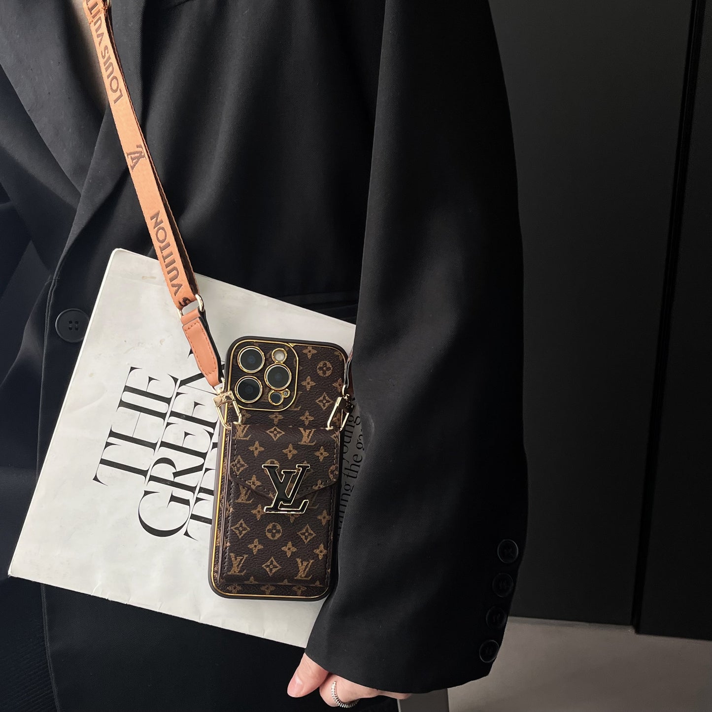 😘New models💕Classic Monogram iPhone Case With Card Holder -Big printing