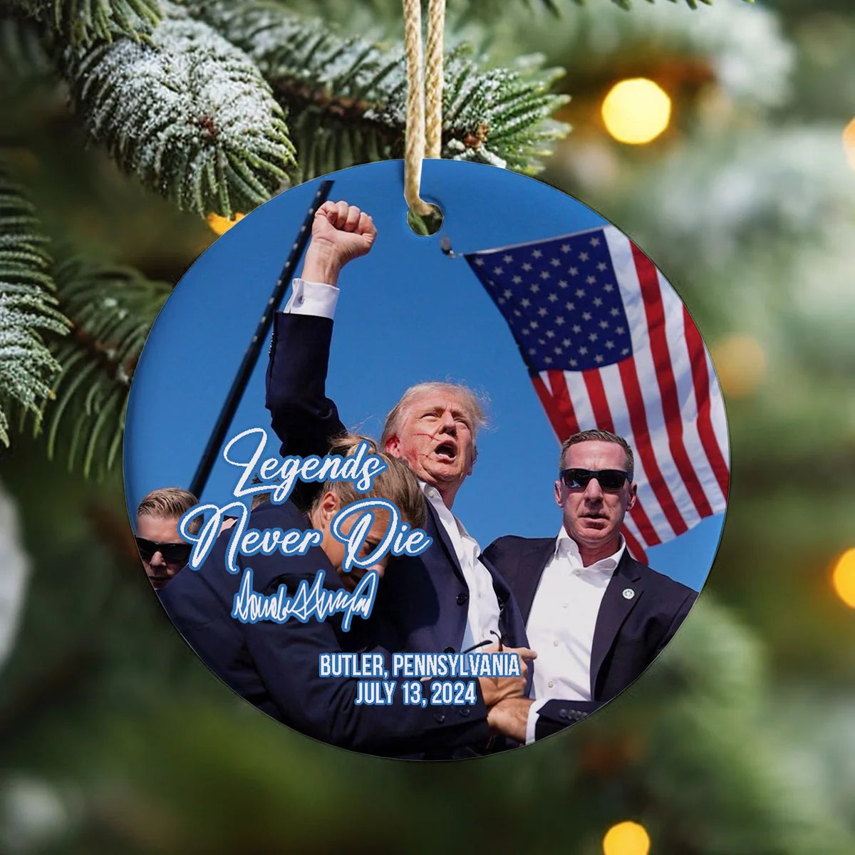 Trump-Weihnachtsmann, grüner Weihnachtsmann, Trump-Weihnachtsornament aus Acryl | Perfekt als Dekoration fürs Auto und den Weihnachtsbaum